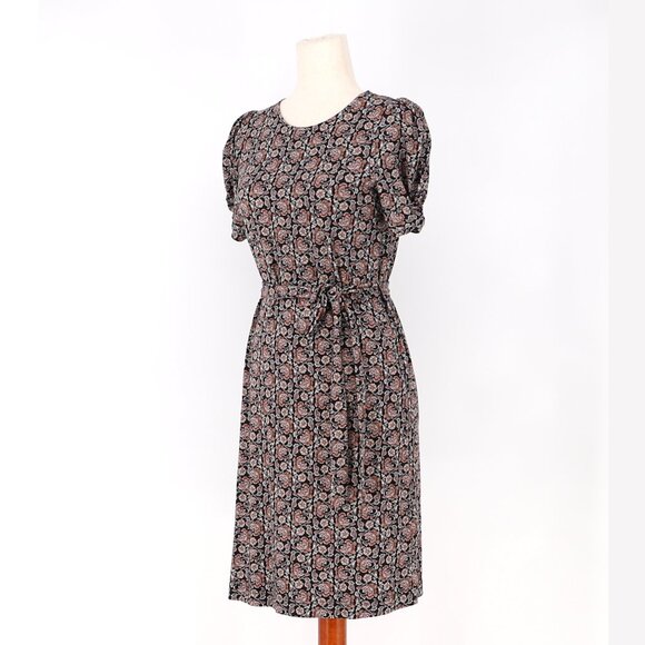 NWT BODEN Puff Sleeve Tie Waist Fit & Flare Dress Block Paisley Size 4 - Picture 5 of 11